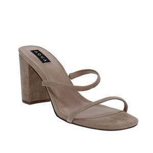 Aqua Adele Open-Toe Block High-Heel Nude Sandals Size 6.5